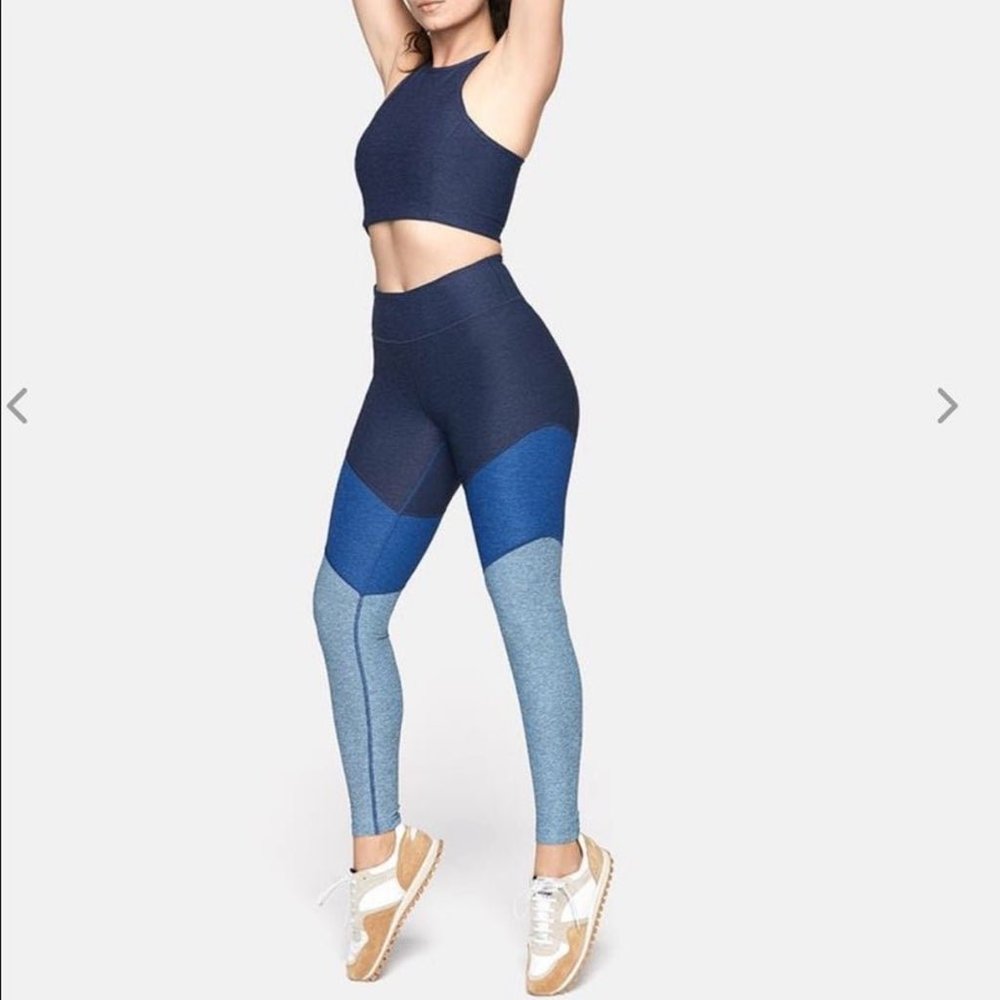 Outdoor Voices 7/8 Blue Color Block Legging - Women's Small